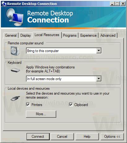 Image result for Remote Desktop Connection Local Resources