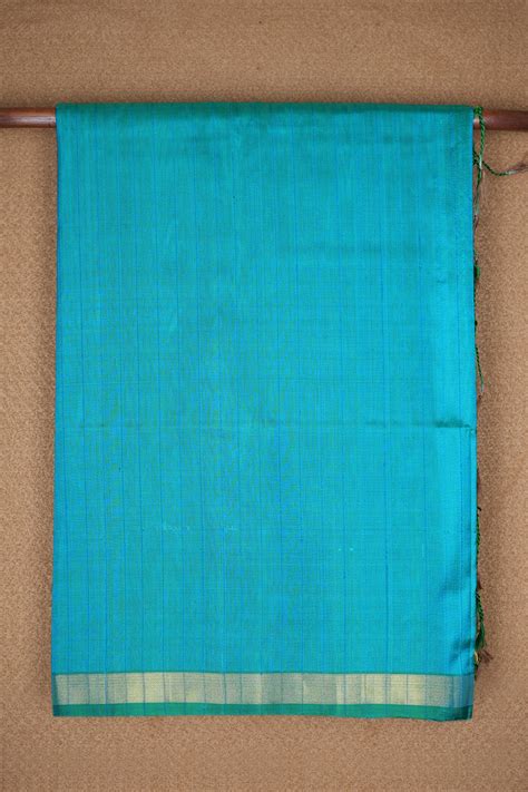 Zari Border Plain Cerulean Blue Soft Silk Saree – Sundari Silks