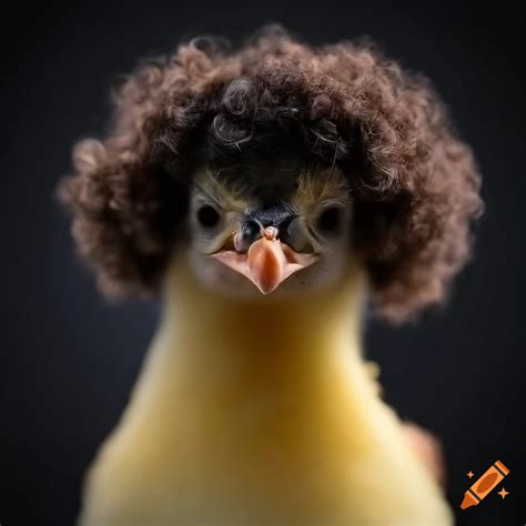 Cute baby chicken with curly black hair on Craiyon