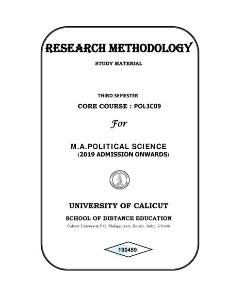 Research Methodology M.A Political Science - RESEARCH METHODOLOGY ...