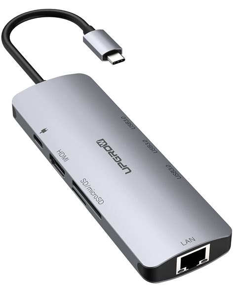 Buy USB C Hub, UPGROW 8-in-1 Type C Adapter with Gigabit Ethernet, 4K ...