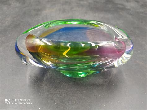 Skleněný popelník s hutného skla 6 x 14 x 7,5 cm (19224) | Aukro