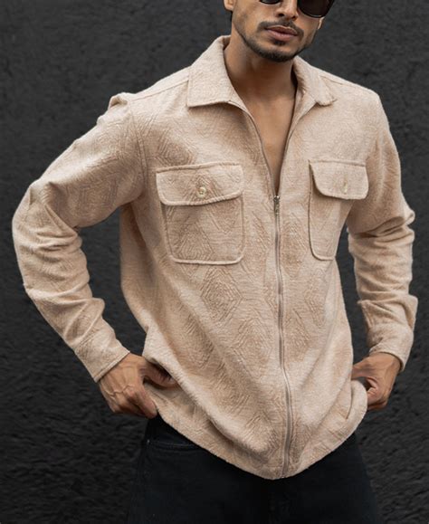 Dark Fawn Regular Fit Full Sleeves Shirt With Zip – Powerlook