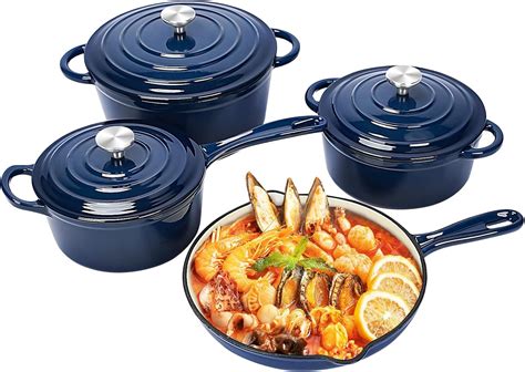 Amazon.com: QuliMetal Nonstick Enameled Cast Iron Cookware Set, Frying ...