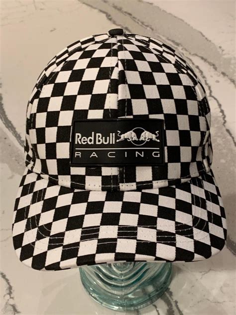 Buy Red Bull Racing black silicone logo stitched to B/W checkerboard ...