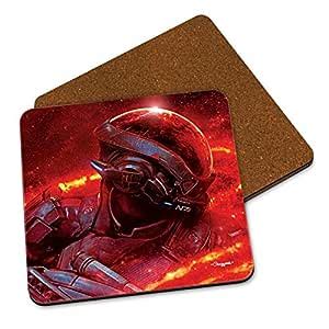 CRAZYINK Spacy Sci Fi Soldier Red Printed Wooden Coasters Set of 2 (4 ...