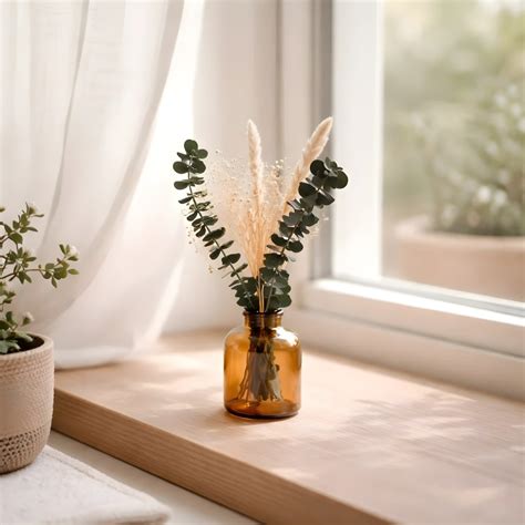 Elegant Little Blossom Glass Vase With Natural Dried Flowers