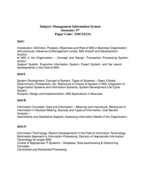 MIS U1 AND U2 - ch 1,2 - Subject: Management Information System ...