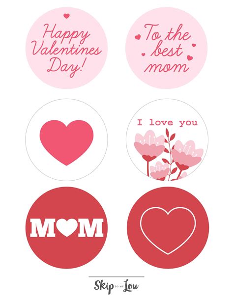 Printable Happy Valentine's Day Mom Card and Stickers | Skip To My Lou