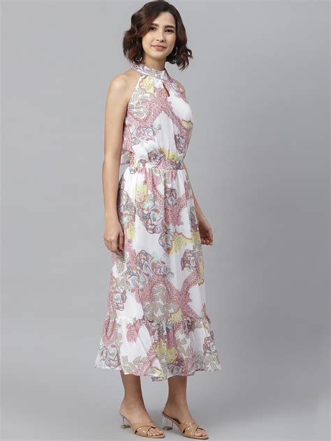 Women's White Printed Maxi Dress – Stylestone