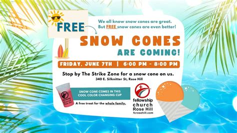 FREE Snow Cones , Rose Hill Strike Zone: Batting and Shaved ICE, 7 June ...