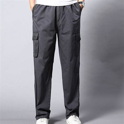 jsaierl Men's Elastic Waist Loose Fit Lightweight Workwear Casual Cargo ...