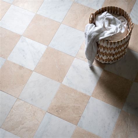 Beige-White-Marble-Checkerboard-Floor-Tiles | Tiles, Marble tile floor ...