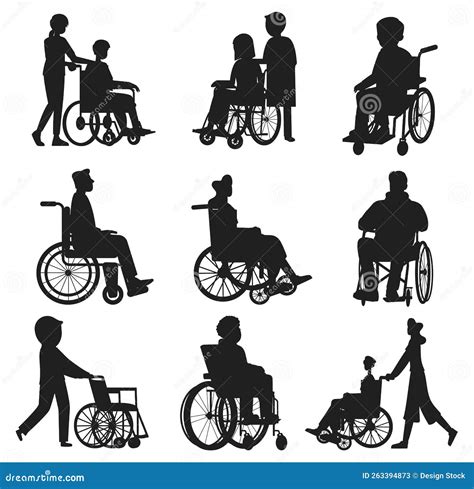 People Who Wheelchairs Silhouette Stock Illustration - Illustration of ...
