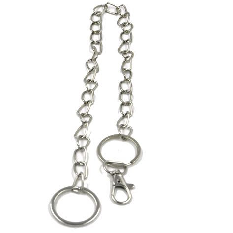 Faynci Silver Long Textured Cable Chain 45 cm Clasp Key ring Metal ...