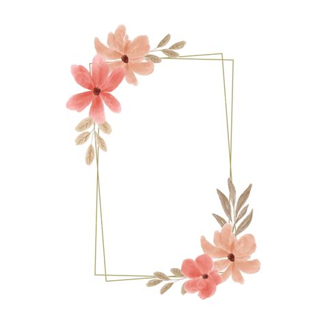 Orange And Pink Flower Frame With Watercolor, Flower, Watercolor ...