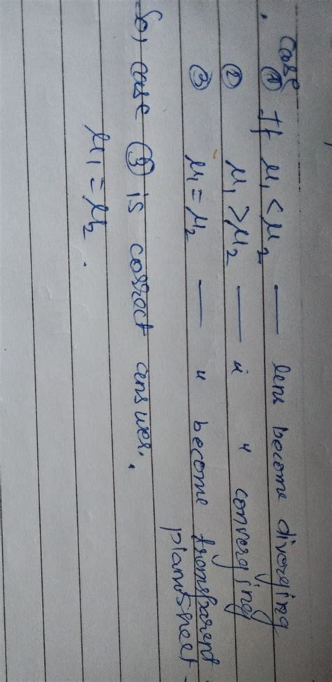 A double convex lens of refractive index µ1 is immersed in a liquid of ...