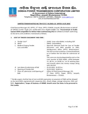 Fillable Online ODISHA POWER TRANSMISSION CORPORATION ... - SLDC Fax ...