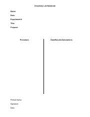 Image result for Chemistry Lab Notebook UTSC Examples