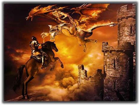 Castle And Dragon Attacking 0267 Poster Photographic Paper - Abstract ...