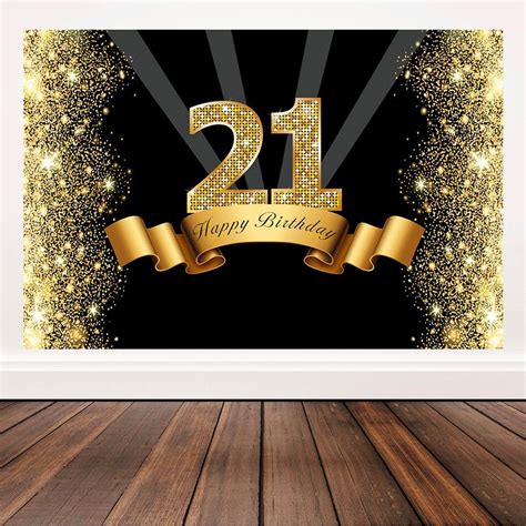 Glitter Black and Gold 21st Birthday Backdrop 21 Years Old Birthday ...