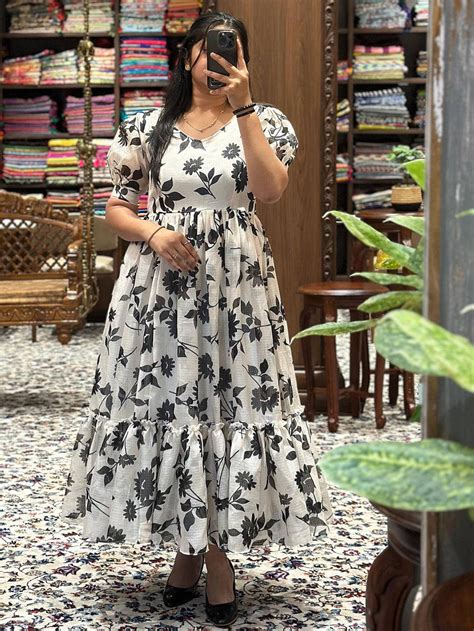 Pearl White Puff Sleeves Dress || vastranand Order Buy Now.