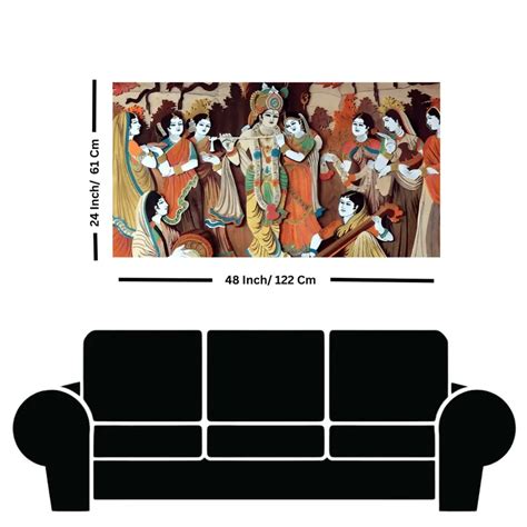 Radha Krishna with Bansuri Canvas Quality Wallpaper – ClassyArtZ.com