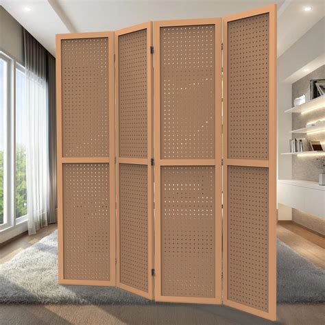 Buy DURASPACE 4 Panel Room Divider 5.7 FT Pegboard Display Folding Wood ...