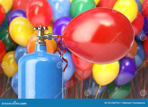 Helium Tank with Compressed Helium Inflating Colored Balloons for ...