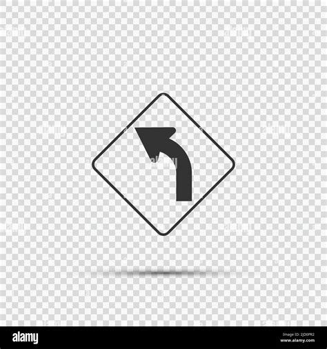 Left Curve Ahead Sign on transparent background,vector illustration ...