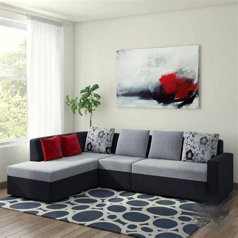 Bharat Lifestyle Nano L-Shape Soft Touch Fabric Sofa for Living Room ...