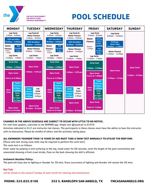 Pool Schedule Template at Elijah Elliston blog