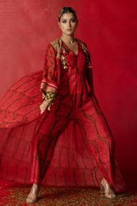 Buy Brown Chiffon Paisley Print And Aari Work Open Overlay Jacket For ...