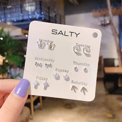 "Majesty" Weekly 7 Stud Earrings | Salty – Salty Accessories