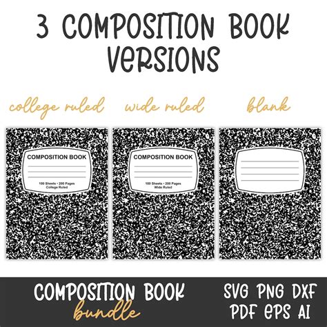 Composition Book Svg, Composition Book Cover, Notebook Template, Composition Book Pattern ...