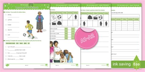 ESL Curriculum Level 3, Lesson 3 Worksheet (teacher made)