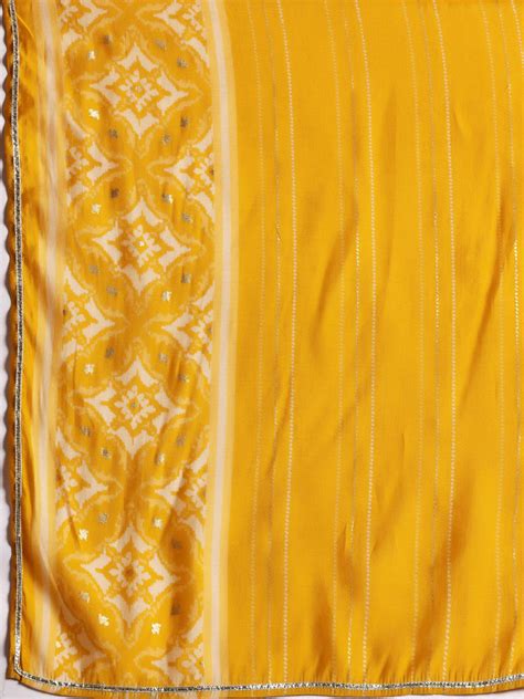 Buy Mustard Printed Silk Blend Anarkali Suit With Dupatta Online at Rs ...