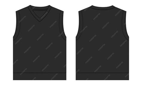 Black sleeveless sweater vest - front and back view | Premium Vector