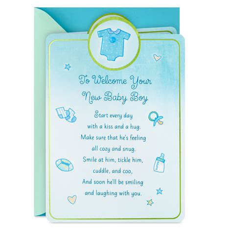 Welcome With a Kiss and Hug New Baby Boy Card - Greeting Cards | Hallmark