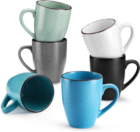 vancasso Moda Mugs Set of 6, 360ml Stoneware Coffee Cup and Mug ...