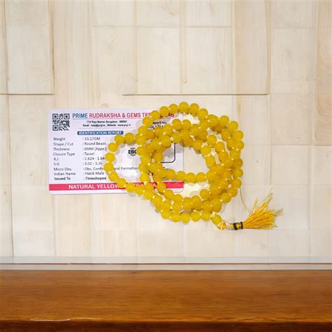 Yellow Agate Mala | Peeli Hakik Lab Certified | Timeshopee