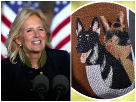 Jill Biden's custom made bag features hand-painted portraits of her dogs
