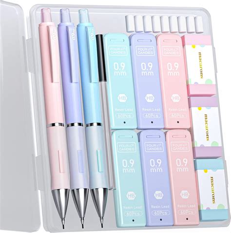 Four Candies Pastel Mechanical Pencil Set - 3PCS 0.9mm Mechanical ...