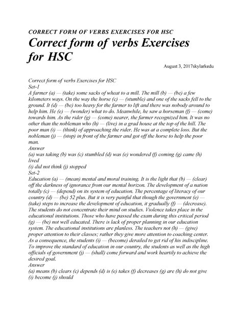 Image result for Verb Form Exercise