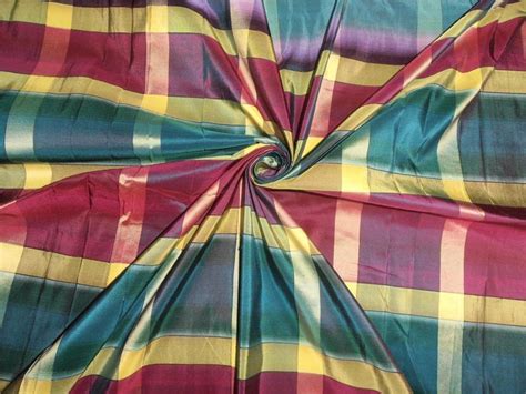 SILK TAFFETA FABRIC MULTI COLOR PLAID 54" wide TAF#C39[2] – The Fabric ...