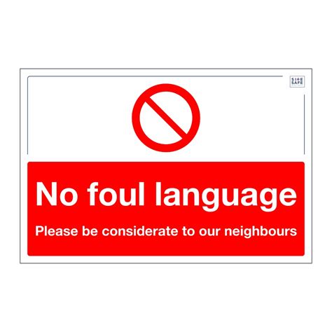 Site Safe - No foul language sign | British Safety Signs