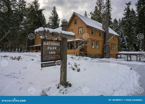 National Park Inn Mt. Rainier in Winter Stock Image - Image of park ...