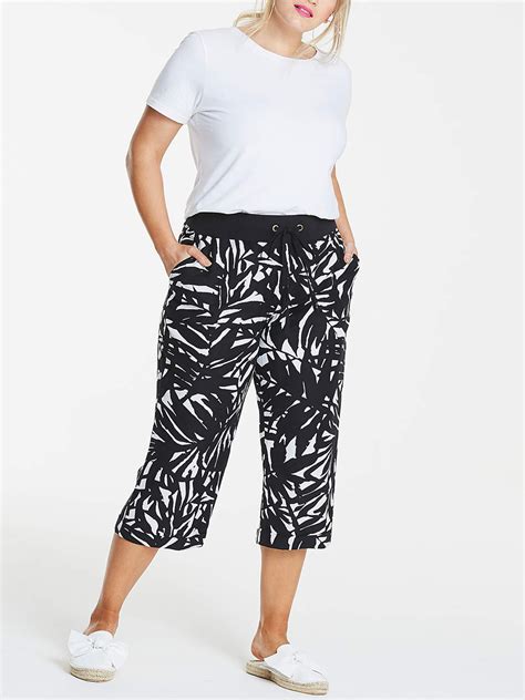 Capsule - - Capsule BLACK Linen Blend Printed Slouch Cropped Trousers ...