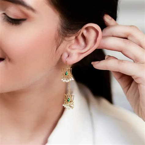 925 Sterling Silver Lotus Sui Dhaga Earring – Unniyarcha