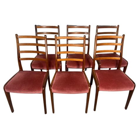 A set of 6 Vintage Mid-Century Modern Cat Eye Walnut Ladder Back Dining ...